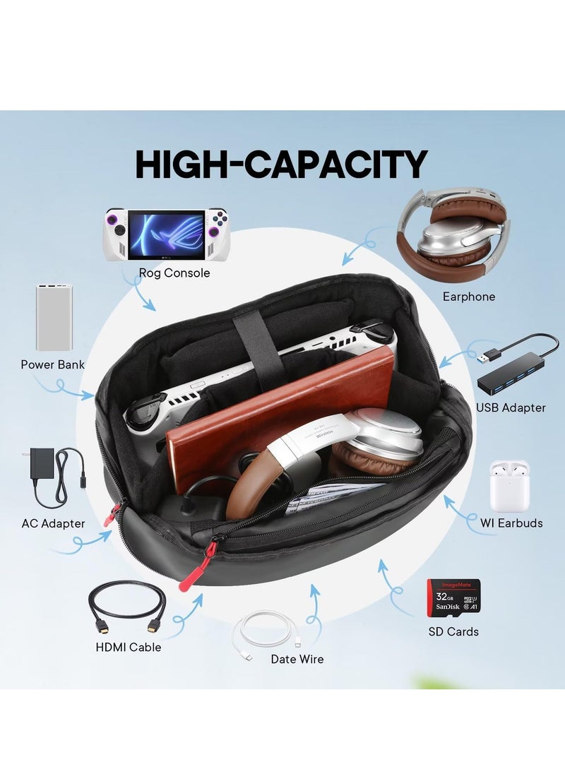 Carrying Case Compatible with Steam Deck & Rog Ally, Portable Travel Case for Rog Ally Steam Deck & Accessories, Soft Sling Shoulder Carry Bag Daily Travel Game Bag