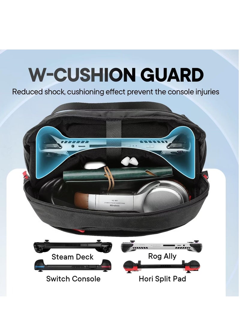 Carrying Case Compatible with Steam Deck & Rog Ally, Portable Travel Case for Rog Ally Steam Deck & Accessories, Soft Sling Shoulder Carry Bag Daily Travel Game Bag