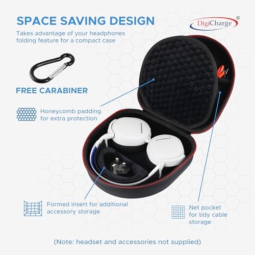 Digicharge Hard Case for Sony WH-CH720N WH-XB910N ULT WEAR MDR-M1 MDR-MV1 WH-1000XM5 JBL Tune 720T 710BT Live 770NC Tour One M2 Headphones Flat Folding Large Over Ear Carry Travel Cover Bag - Image 5