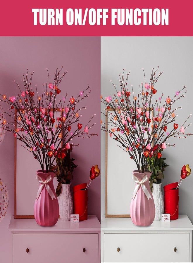 Sggvecsy مجموعة من 3 أغصان صناعية على شكل قلوب بطول 30 بوصة، مزينة بقلوب حمراء ووردية، مثالية لتزيين المنزل والمزهريات وهدايا عيد الحب والذكرى السنوية وطاولات الطعام. - Image 4