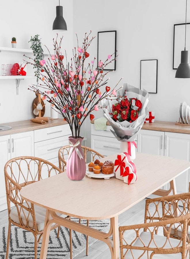 Sggvecsy مجموعة من 3 أغصان صناعية على شكل قلوب بطول 30 بوصة، مزينة بقلوب حمراء ووردية، مثالية لتزيين المنزل والمزهريات وهدايا عيد الحب والذكرى السنوية وطاولات الطعام. - Image 3