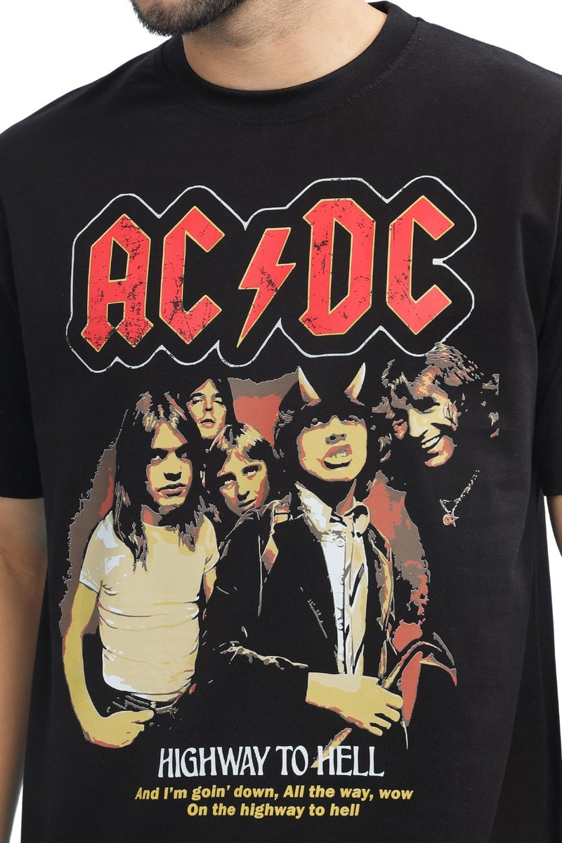 Captcha Men's Oversized Tshirt in Black Color | ACDC - Image 5