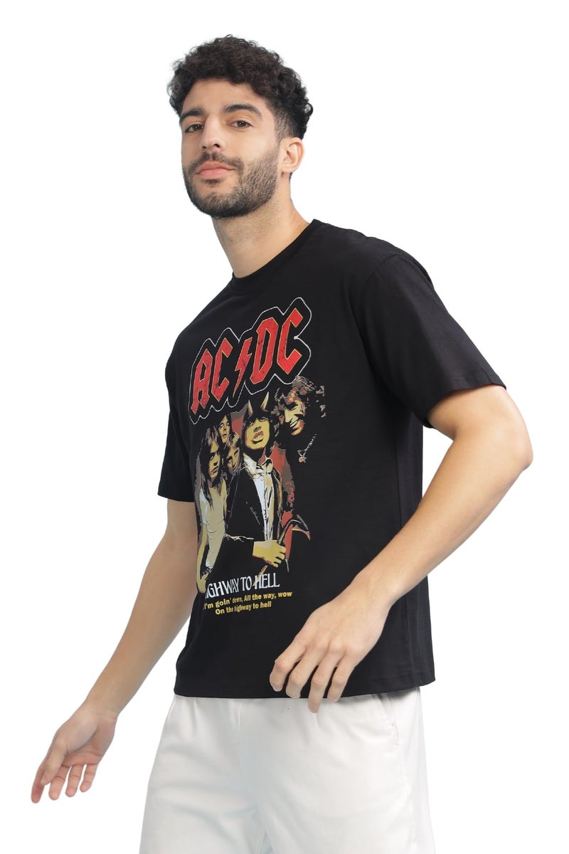 Captcha Men's Oversized Tshirt in Black Color | ACDC - Image 4