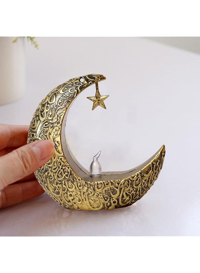 erorex Eid Ramadan Candle Lanterns Eid Mubarak Mini Star Moon Led Candle Wind Light Holder Eid Al Fitr Embossed Night Lamps Desktop Ornaments Islamic Muslim Party Festival Candlestick Decor White - Image 5