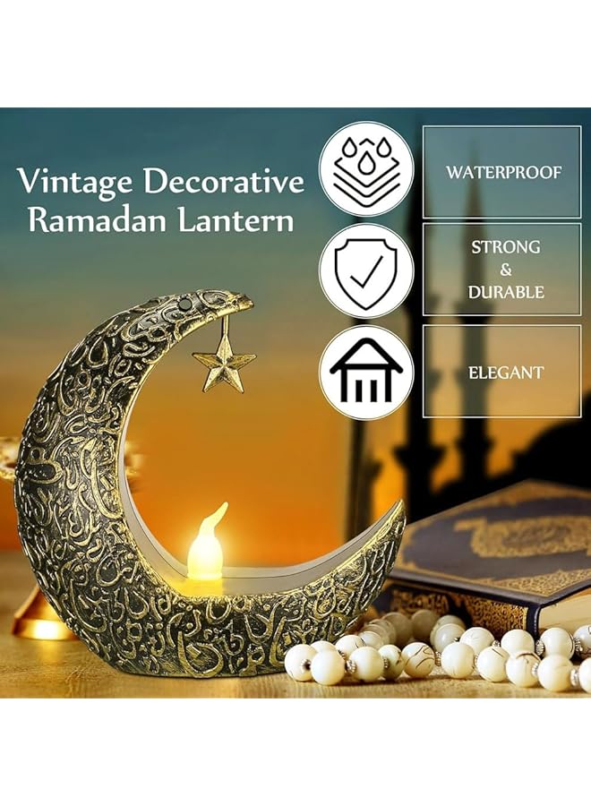 erorex Eid Ramadan Candle Lanterns Eid Mubarak Mini Star Moon Led Candle Wind Light Holder Eid Al Fitr Embossed Night Lamps Desktop Ornaments Islamic Muslim Party Festival Candlestick Decor White - Image 4
