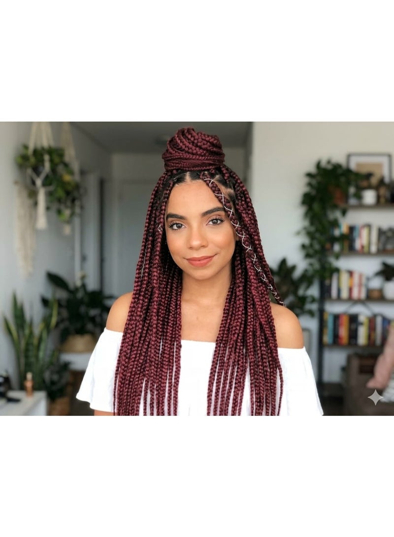 Ombre Black to Burgundy Kanekalon Braiding Hair Extensions for Box Braids & Afro Styles - 90cm Long - Professional Synthetic Hair - Image 3