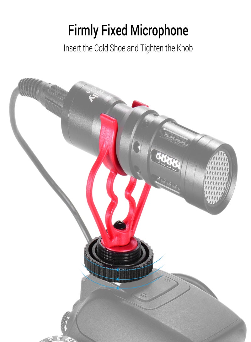 Universal MicShock Mount Cold Shoe Mount Adapter ABS Plastic Microphone Bracket Mount Replacement for Shotgun Microphones Black and Red Pack of 2  - Image 3