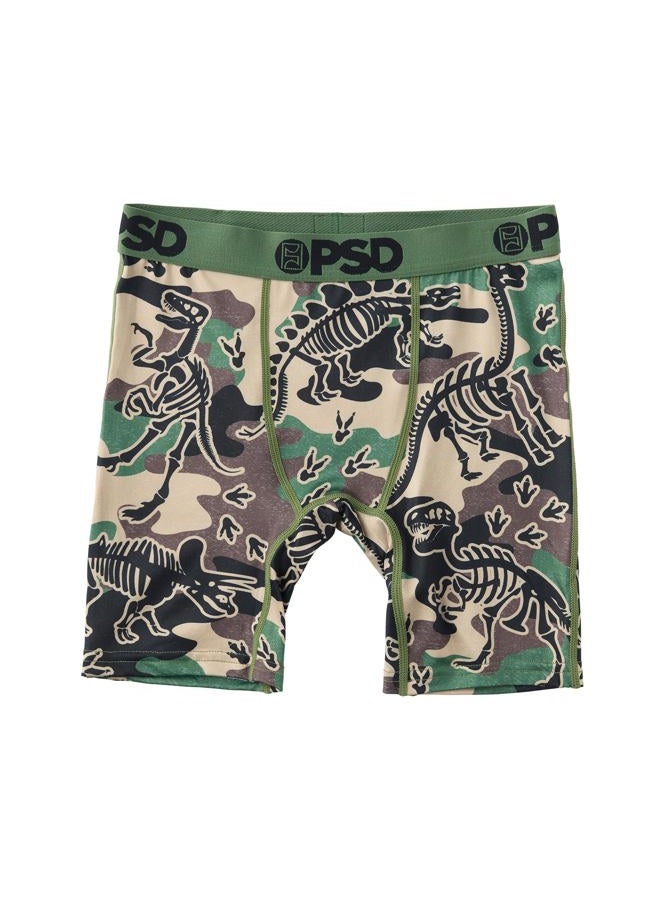 PSD Youth Boy's Camo Print Boxer Briefs - Breathable and Supportive Kids Underwear with Moisture-Wicking Fabric, Dino Camo, M - Image 1