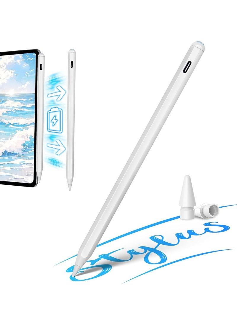 Ontime - Stylus pen for iPad with palm rejection function active pencil compatible (2018-2024) Apple iPad Pro iPad 10/9/8/7/6th generation iPad Air 5/4/3 Generation iPad Mini 6/fifth generation (charging with TYPE-C cable) - Image 1