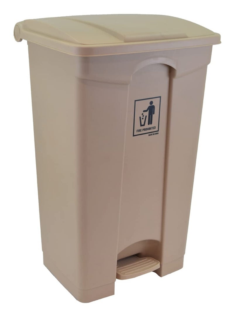 100L Heavy Duty Pedal Bin Beige  - Image 1