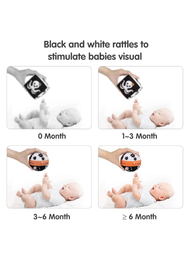 TUMAMA TUMAMA High Contrast Shapes Sets Baby Toys, Black and White Stroller Toy for Car Seat Baby Plush Rattles Rings Hanging Toy for 0 3 6 9 to 12 Months, Newborn,Toddlers,Infants (4 Packs)  - Image 1