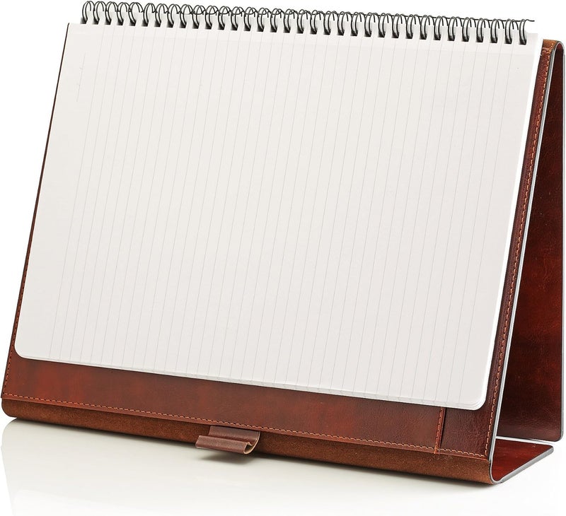 NJ OVERSEAS Padfolio Portfolio Folder ? Slim Portfolio Folio Organiser Holder for A4 Note Pads, Notebooks for Men Women, Refillable Business Leather Portfolio Binder (Brown) - Image 4