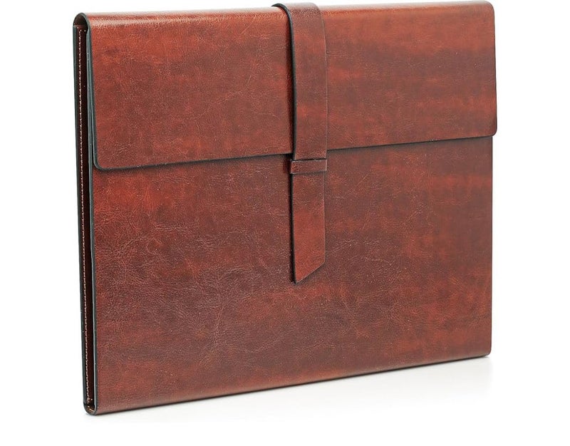 NJ OVERSEAS Padfolio Portfolio Folder ? Slim Portfolio Folio Organiser Holder for A4 Note Pads, Notebooks for Men Women, Refillable Business Leather Portfolio Binder (Brown) - Image 1