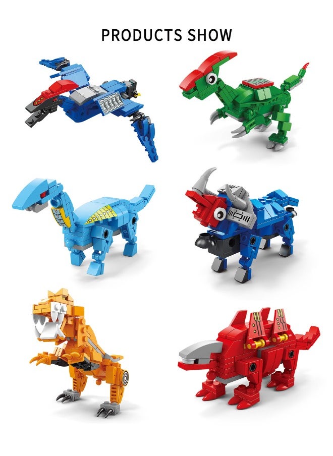 LELE BROTHER - 6 in 1 Dinosaurs Building Blocks Set, Dinosaur Mecha Building Toys, Dinosaur Transforming Toy Set, STEM Learning Building Blocks Set, Gifts for Kids Age 6+ Year Old (669 PCS) - Image 1