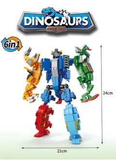 LELE BROTHER 6 in 1 Dinosaurs Building Blocks Set, Dinosaur Mecha Building Toys, Dinosaur Transforming Toy Set, STEM Learning Building Blocks Set, Gifts for Kids Age 6+ Year Old (669 PCS)  - Image 4