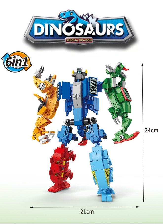 LELE BROTHER - 6 in 1 Dinosaurs Building Blocks Set, Dinosaur Mecha Building Toys, Dinosaur Transforming Toy Set, STEM Learning Building Blocks Set, Gifts for Kids Age 6+ Year Old (669 PCS) - Image 1