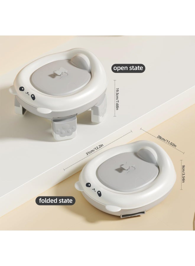 أسيف مرحاض سفر محمول لتدريب الأطفال الرضع والأطفال الصغار، مقعد مرحاض سفر مع مخطط وحقيبة تخزين، مرحاض قابل للطي للأولاد والبنات في الأماكن المغلقة والمفتوحة (رمادي) - Image 2