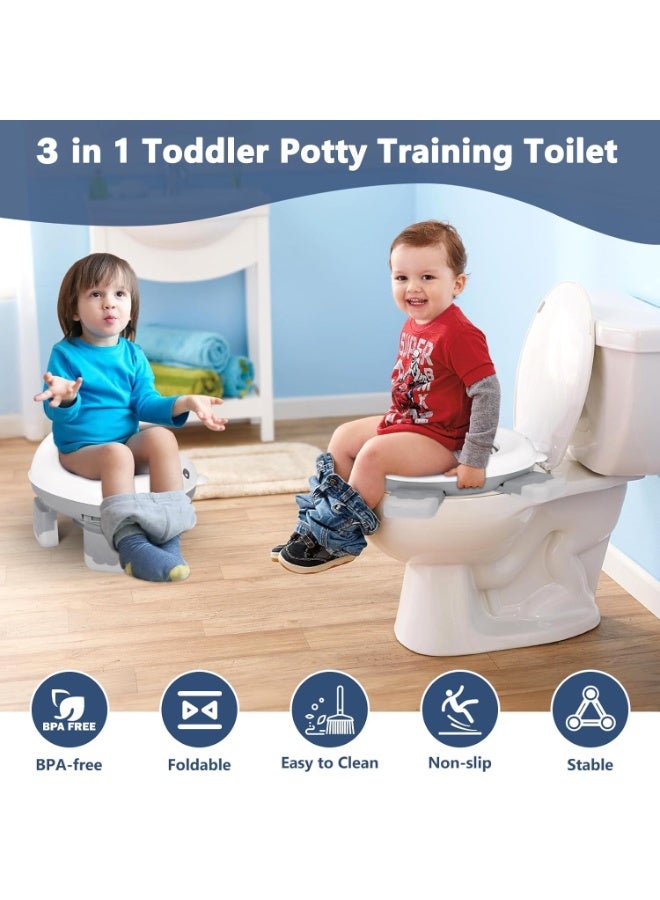 أسيف مرحاض سفر محمول لتدريب الأطفال الرضع والأطفال الصغار، مقعد مرحاض سفر مع مخطط وحقيبة تخزين، مرحاض قابل للطي للأولاد والبنات في الأماكن المغلقة والمفتوحة (رمادي) - Image 3