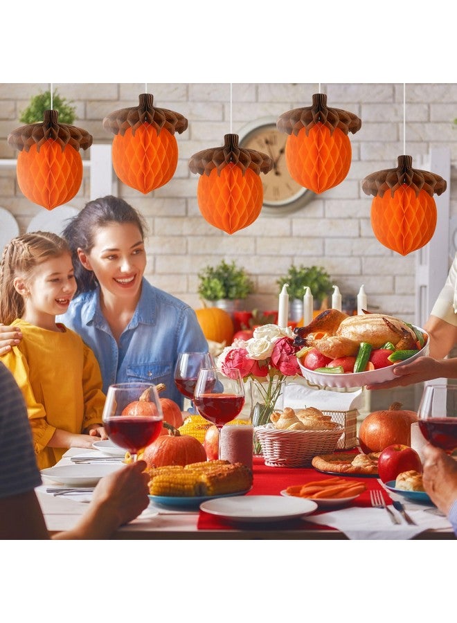 Eersida 12 Pcs Thanksgiving Honeycomb Paper Centerpiece Decoration Autumn Tissue Paper Honeycomb Fall Centerpieces Honeycomb for Fall Tree Hanging Ornaments Decorations Party Supplies(Acorn) - Image 2
