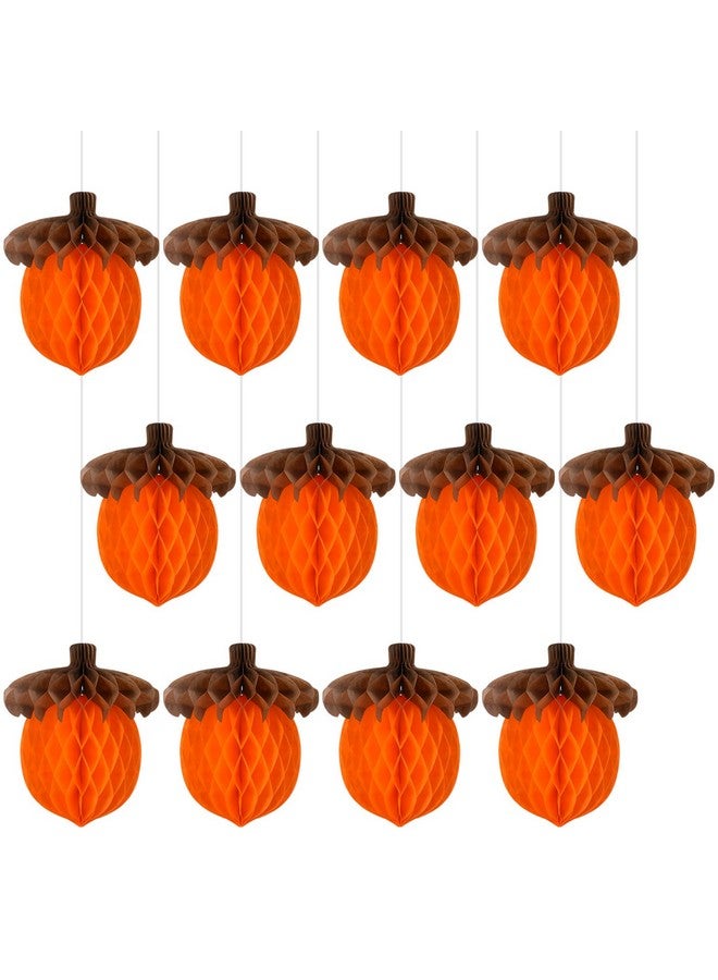 Eersida 12 Pcs Thanksgiving Honeycomb Paper Centerpiece Decoration Autumn Tissue Paper Honeycomb Fall Centerpieces Honeycomb for Fall Tree Hanging Ornaments Decorations Party Supplies(Acorn) - Image 1