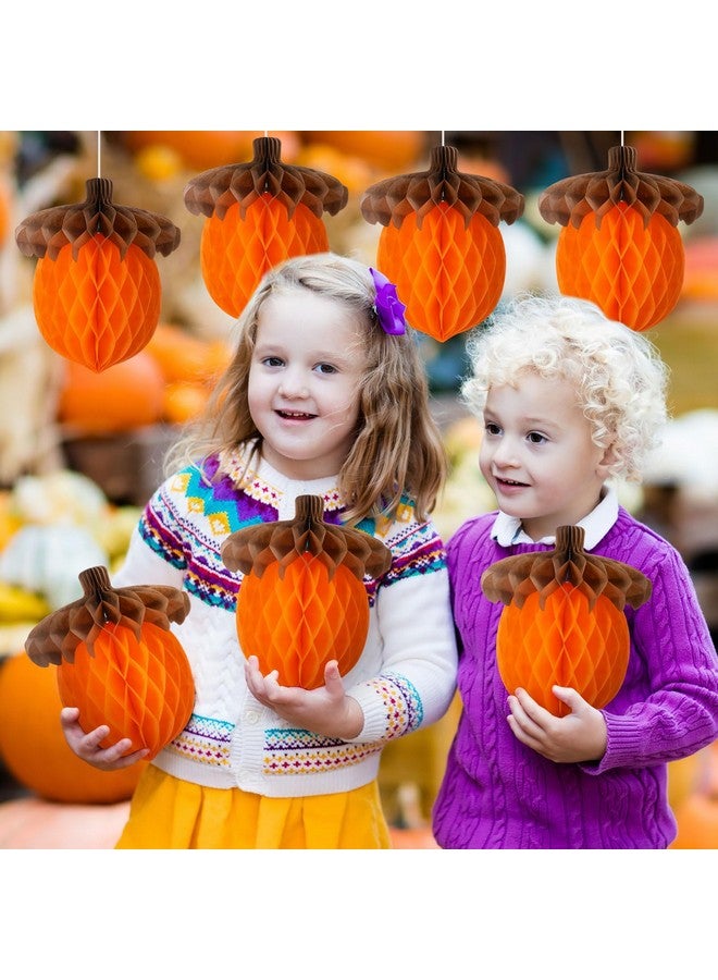 Eersida 12 Pcs Thanksgiving Honeycomb Paper Centerpiece Decoration Autumn Tissue Paper Honeycomb Fall Centerpieces Honeycomb for Fall Tree Hanging Ornaments Decorations Party Supplies(Acorn) - Image 4