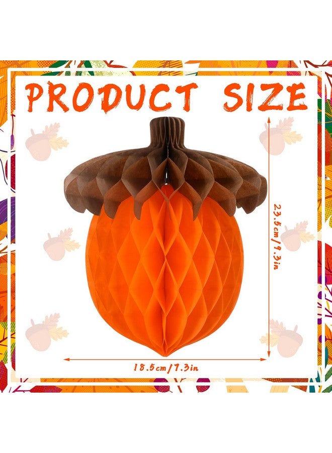 Eersida 12 Pcs Thanksgiving Honeycomb Paper Centerpiece Decoration Autumn Tissue Paper Honeycomb Fall Centerpieces Honeycomb for Fall Tree Hanging Ornaments Decorations Party Supplies(Acorn) - Image 3