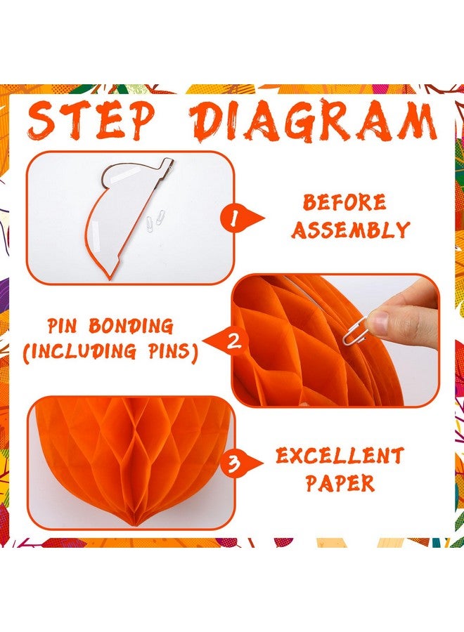 Eersida 12 Pcs Thanksgiving Honeycomb Paper Centerpiece Decoration Autumn Tissue Paper Honeycomb Fall Centerpieces Honeycomb for Fall Tree Hanging Ornaments Decorations Party Supplies(Acorn) - Image 5