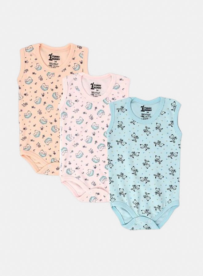 طقم من (3) قطع من ملابس الأطفال المطبوعة - للأطفال حديثي الولادة