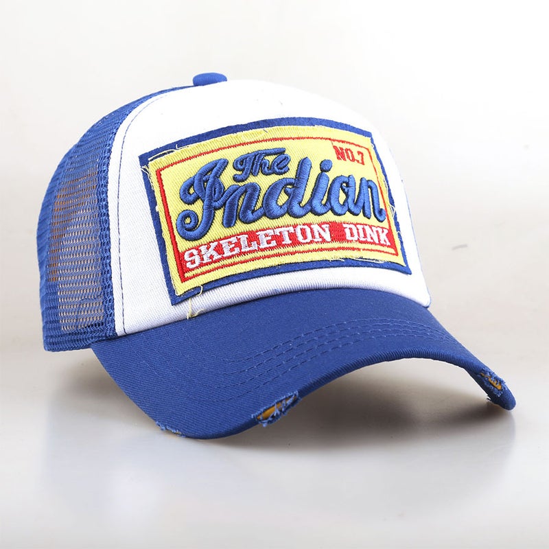 New 3D Embroidered Indian Mesh Baseball Cap Cotton Men'S Patchwork Korean Version Large Brim Trendy Brand Letter Embroidery - Image 5