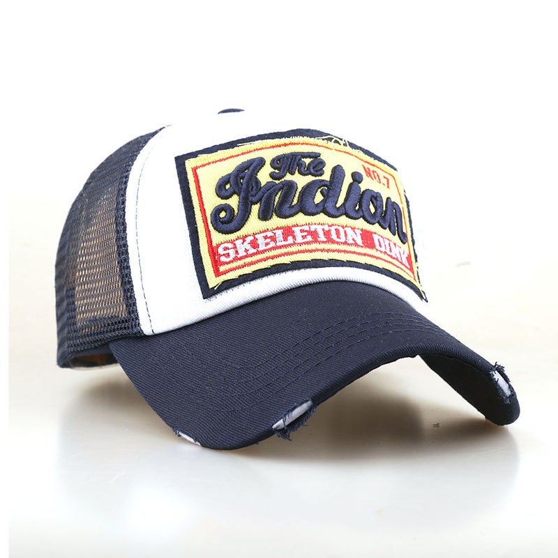 New 3D Embroidered Indian Mesh Baseball Cap Cotton Men'S Patchwork Korean Version Large Brim Trendy Brand Letter Embroidery - Image 3