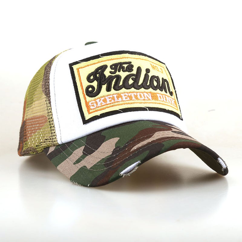 New 3D Embroidered Indian Mesh Baseball Cap Cotton Men'S Patchwork Korean Version Large Brim Trendy Brand Letter Embroidery - Image 4