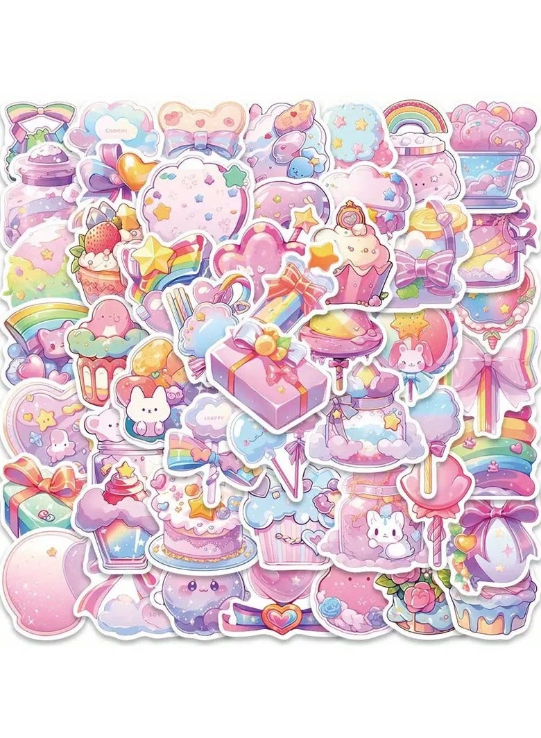 Goolsky 50pcs Pink Candy 3D VSCO Sticker Pack - Waterproof, Reusable Cartoon Decals for Laptops, Skateboards, Water Bottles & More - Fun Aesthetic Doodle Designs by Huaiyuan, Perfect for Winter, New Year - Image 3