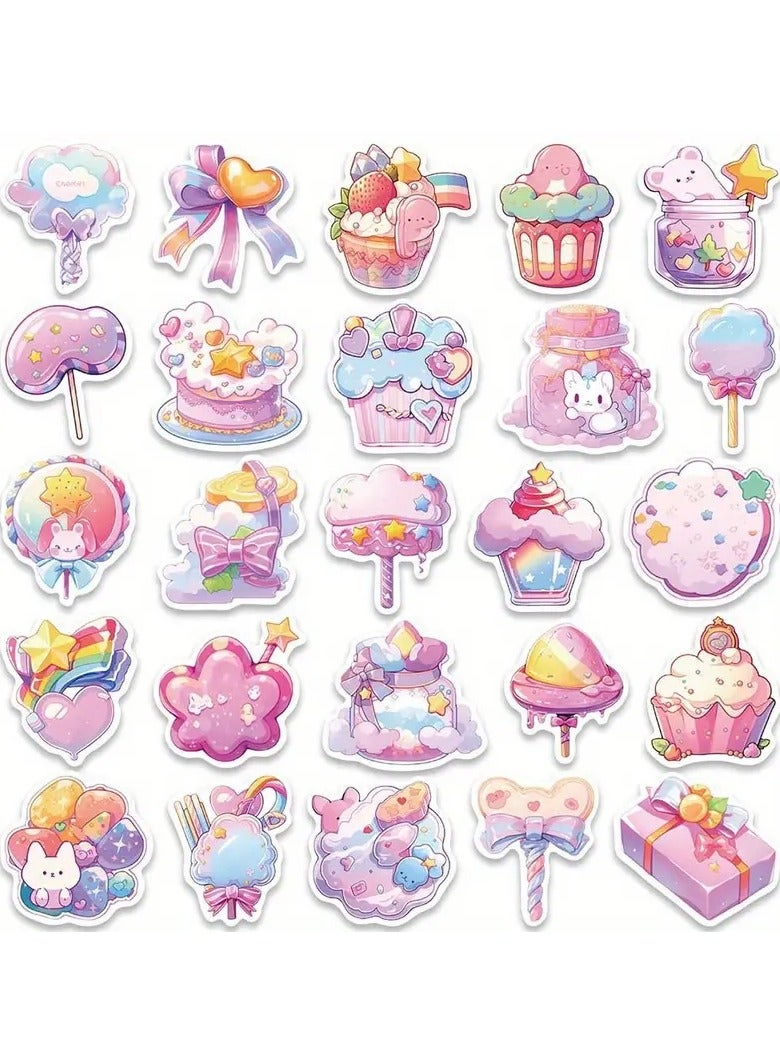Goolsky 50pcs Pink Candy 3D VSCO Sticker Pack - Waterproof, Reusable Cartoon Decals for Laptops, Skateboards, Water Bottles & More - Fun Aesthetic Doodle Designs by Huaiyuan, Perfect for Winter, New Year - Image 2