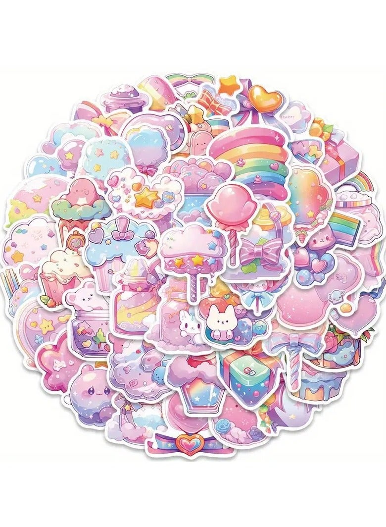 Goolsky 50pcs Pink Candy 3D VSCO Sticker Pack - Waterproof, Reusable Cartoon Decals for Laptops, Skateboards, Water Bottles & More - Fun Aesthetic Doodle Designs by Huaiyuan, Perfect for Winter, New Year - Image 5