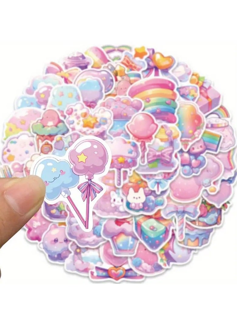 Goolsky 50pcs Pink Candy 3D VSCO Sticker Pack - Waterproof, Reusable Cartoon Decals for Laptops, Skateboards, Water Bottles & More - Fun Aesthetic Doodle Designs by Huaiyuan, Perfect for Winter, New Year - Image 4