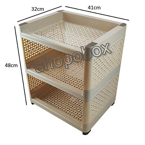 ShopoBox Multi Purpose Unbreakable Plastic Rack Shelves Fruits Vegetable Storage Household Office Stand (Multi Color) (3 Layer) - Image 2
