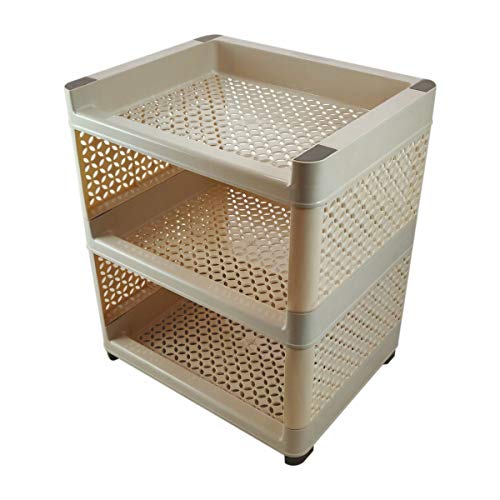 ShopoBox Multi Purpose Unbreakable Plastic Rack Shelves Fruits Vegetable Storage Household Office Stand (Multi Color) (3 Layer) - Image 1
