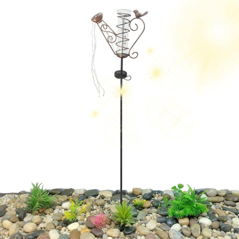 3 Pcs Large Rain Gauge - Solar Powered Garden Rain Gauge with LED Lights | Outdoor Decorative with Waterproof Large Glass Tube for Yard Garden Patio - Image 5