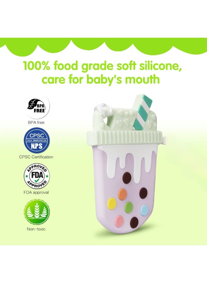 Twisoo Silicone Baby Vanila Teether – BPA-Free Chew Toy for 3-12 Months, Anti-Drop Design, Soothing Gums Relief, Safe & Durable for Boys and Girls - Image 2