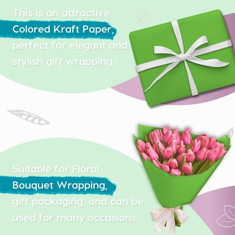 PH PERKHOMY PerkHomy Medium Green Kraft Paper Roll 17.5" x 960" (80') for Gift Wrapping Bouquet Flower Art Painting Craft Writing Packaging Shipping 80GSM 55LB (Medium Green, 17.5" x 80') - Image 4