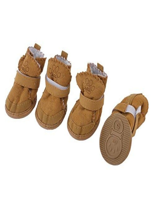 URBEST Dog Shoes with Hook Loop Closure Booties Pet Dog Chihuahua Shoes Boots, 4Pcs (5#, Brown) - Image 2
