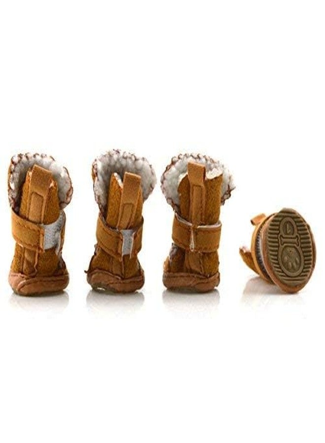 URBEST Dog Shoes with Hook Loop Closure Booties Pet Dog Chihuahua Shoes Boots, 4Pcs (5#, Brown) - Image 3