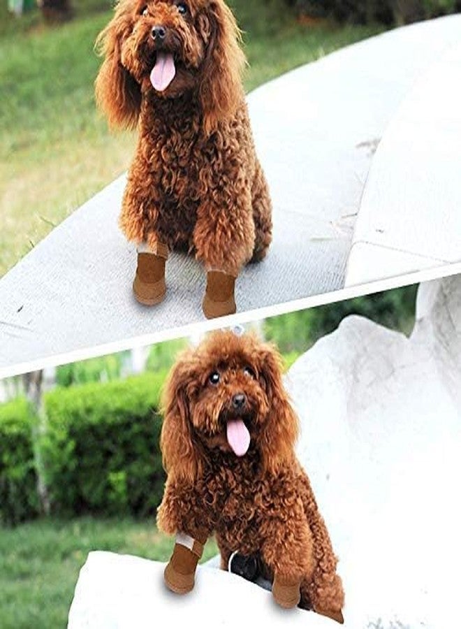 URBEST Dog Shoes with Hook Loop Closure Booties Pet Dog Chihuahua Shoes Boots, 4Pcs (5#, Brown) - Image 5