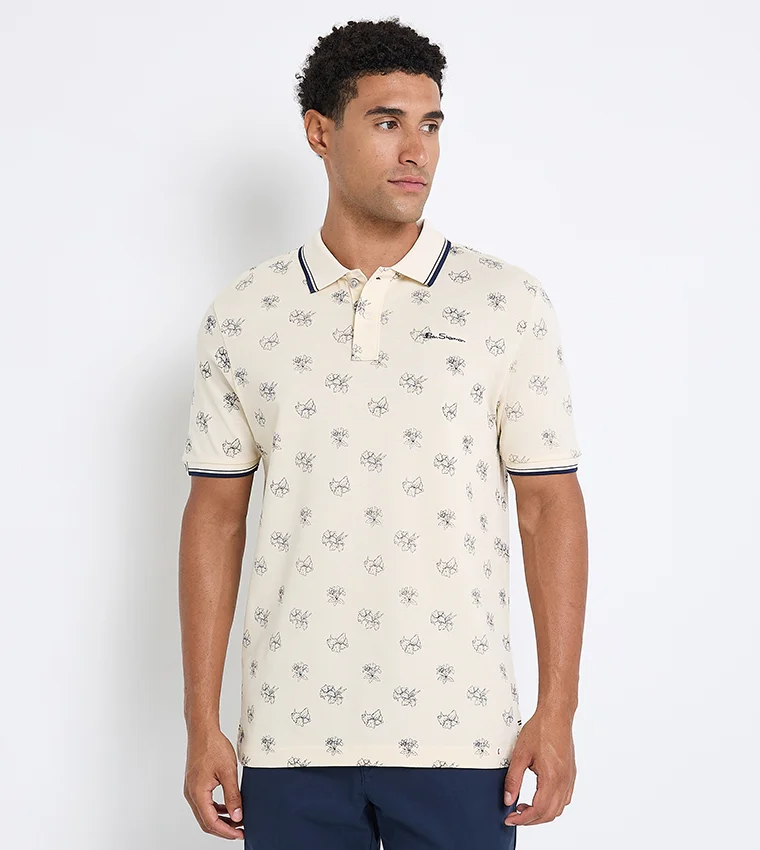 Ben Sherman Men's Short Sleeve Printed Polo Tees