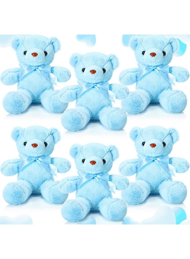 Aoriher 6 Pieces Bear Bulk Stuffed Animal Baby Shower Bear Plush Toys Soft Cute Bear Easter Graduation Gifts Sleeping And Playing Decorations (Blue) - Image 1