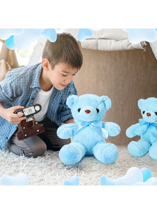 Aoriher 6 Pieces Bear Bulk Stuffed Animal Baby Shower Bear Plush Toys Soft Cute Bear Easter Graduation Gifts Sleeping And Playing Decorations (Blue) - Image 5