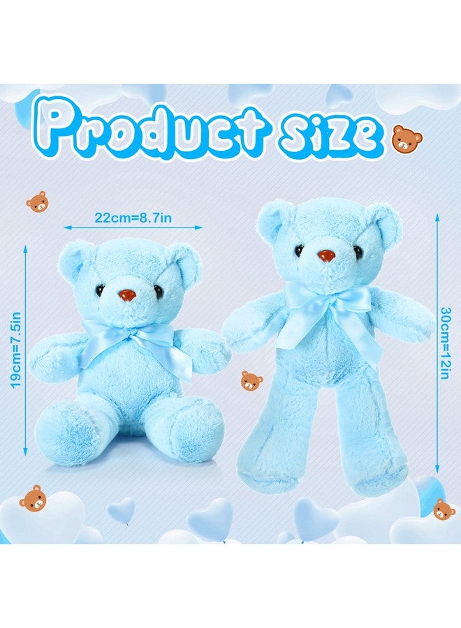 Aoriher 6 Pieces Bear Bulk Stuffed Animal Baby Shower Bear Plush Toys Soft Cute Bear Easter Graduation Gifts Sleeping And Playing Decorations (Blue) - Image 2