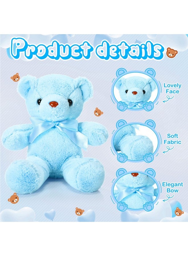 Aoriher 6 Pieces Bear Bulk Stuffed Animal Baby Shower Bear Plush Toys Soft Cute Bear Easter Graduation Gifts Sleeping And Playing Decorations (Blue) - Image 3