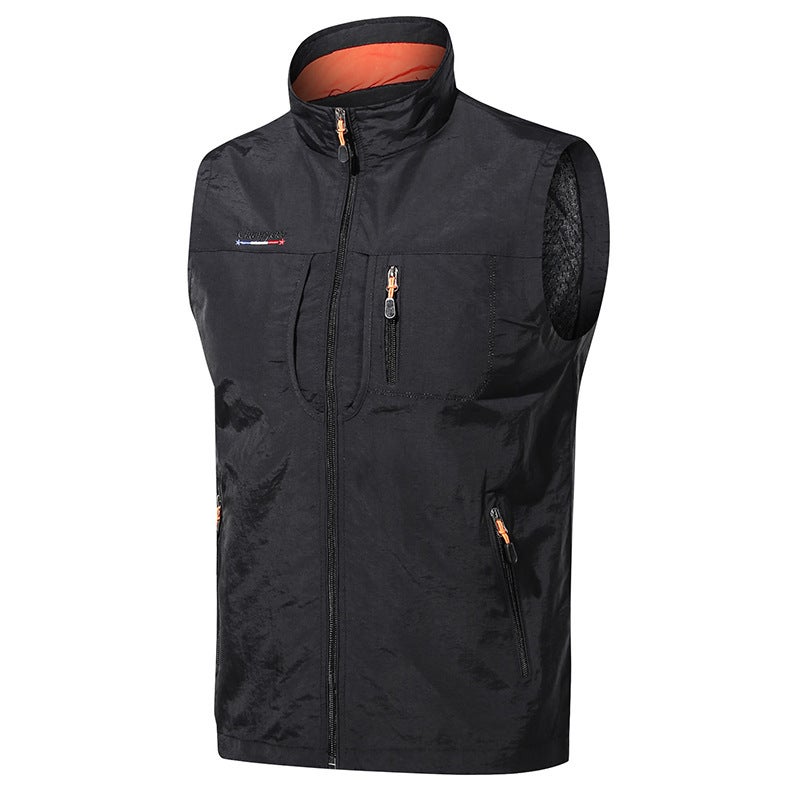 2024 Summer Outdoor Tooling Multifunctional Photography Vest Fishing Multi-flap Pocket Pants Casual Waistoutwear Mens Spring Summer Coat Black 5860 section