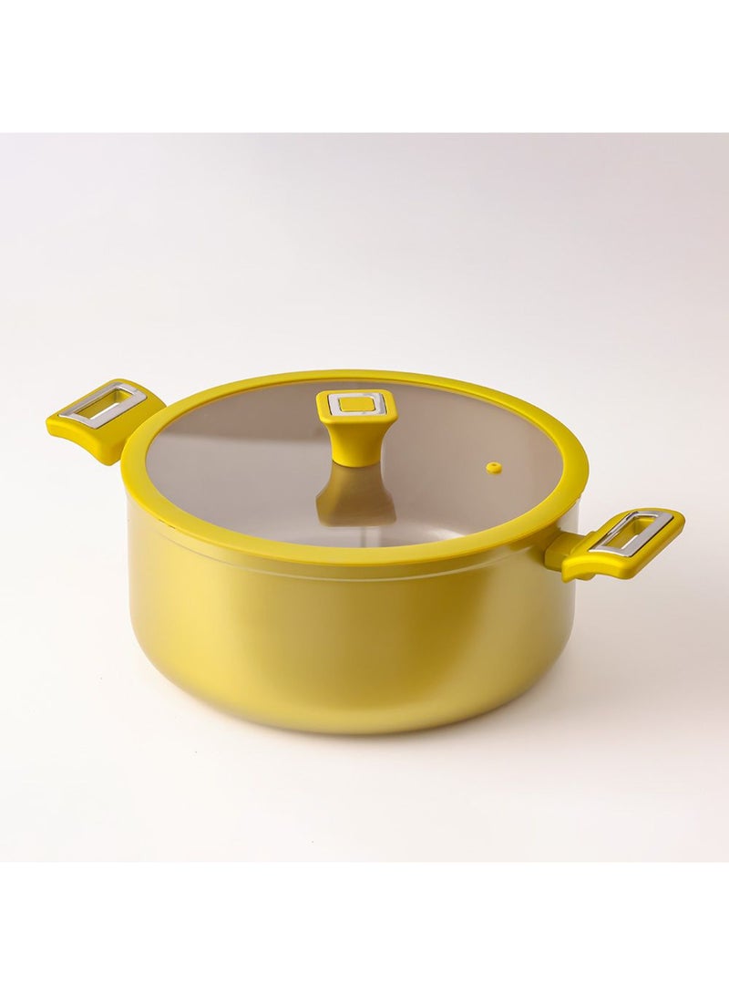 DANUBE HOME Chef’s Delight Brilliant Casserole with Lid – Premium Non-Stick PFOA Free Cooking Pot, Durable Induction Compatible Casserole Dish for Kitchen, Easy Grip Handles L28XW12.5Cm - Image 1